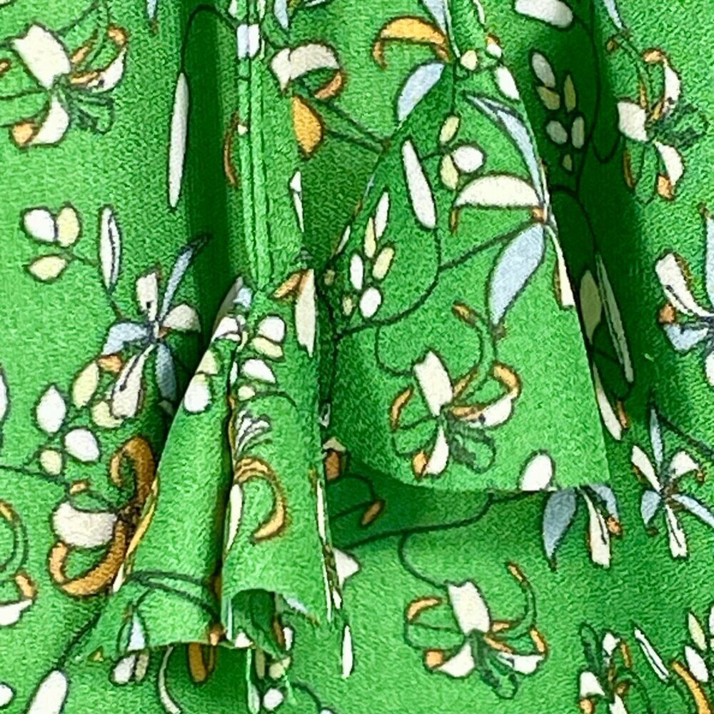 Max Studio Green Floral Peasant Blouse Ruffle Sleeve Tassel Tie Boho Top 1X - Picture 7 of 14